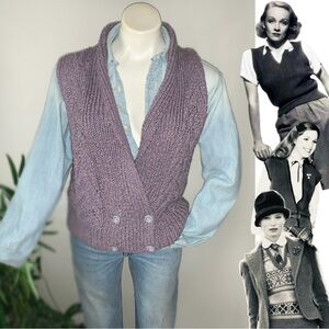 v i n t a g e :: Chunky Handknit Vest Double Breasted Chevron